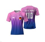 WeiaiziY Deutschland Fußball Trikot Herren Frauen,Personalisierte Deutschland Fussball Trikot Pink 2025 mit eigenem Namen Nummer,Fußball Geschenk Trikot Herren,Frauen,100% Polyester, Atmungsaktiv