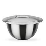 GSW Servier-Thermoschüssel – hochwertige Servierschüssel mit Deckel, 5 Liter Volumen, doppelwandige Isolierung warm und kalt – 26cm Durchmesser, Edelstahl, Silber