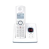 ALCATEL F530 Voice - Schnurloses Festnetztelefon DECT mit Anrufbeantworter - Großes beleuchtetes Display - Freisprechfunktion - Anrufblockierungsfunktion - 2 Direktwahltasten - Weiß/Blau