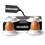 MIAMIO - Eierbecher 4er Set Keramik, Steingut Eierbecher mit Ablage, Restaurantqualität - Spülmaschinenfest (Weiß)