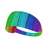 LAZIRO Regenbogenfarbener Holzhintergrund, breites Stirnband, bequem, weich, elastisch, für den Alltag, Yoga, Pride-Edition, bequeme Stirnbänder