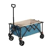 Bollerwagen Faltbar, 77x48x45 cm, Klapp Handwagen mit All-Terrain-Rädern, Gartenkarren mit Verstellbarem Griff, Robuste Stahlrahmen, Outdoor-Mehrzweckwagen für Camping, Einkaufen, Sport, Angeln