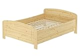 Erst-Holz® Seniorenbett extra hoch 140x200 Doppelbett Holzbett Massivholz Kiefer Bett mit Rollrost 60.44-14