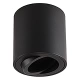 Gleonlux LED Aufbaustrahler Aufbauleuchte Flach schwenkbar Spotleuchte 230V Deckenleuchte mit GU10 Fassung Deckenspot Deckenlampe Aufputz Aufbau-lampe aus Aluminium Downlight Rund-Schwarz