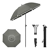 Laneetal Sonnenschirm Balkon, Balkonschirm knickbar φ155cm, Sonnenschutz UV 50+, mit Sonnenschirmhülle, für Balkon Terrasse Garten, Dunkelgrau