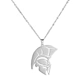 Amaxer Viking Ancient Spartan Battle Roman Helm Spartan Legions Helmet Charm Anhänger Halskette für Männer Frauen (Silber)