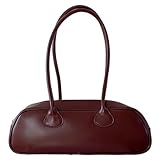 GETBSTOOP Damen-Mode-Bowling-Tasche mit Reißverschluss, PU-Leder, tägliche Tragetasche, einfarbig, Damen-Freizeit-Handtasche
