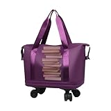 Kabinenkoffer mit Rollen, persönliches Handgepäck mit Rädern, um 360° drehbare Rollen, kratzfest, mit separatem Nassfach, purpur, Consulte la descripción, Siehe Beschreibung