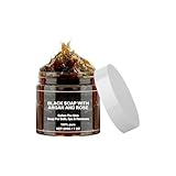 Marokko Exfoliate Schwarze Seife für Weiche Haut,Mit Morocco Body Scrub Black Soap Natürliche Marokkanische Schwarze Seife, Weichmachende Haut Peeling Körperwäsche,Geeignet Für Alle Hauttypen (1)