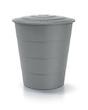 Kreher® XXL Regentonne 'Smooth' 510L mit Deckel und Standfuß (optional). Aus Kunststoff in Anthrazit/Grau. Dezente Optik im runden Format, zeitlos und modern. (Grau, Mit Deckel)