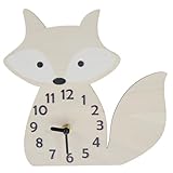 Gadpiparty Holz Wanduhr Fuchs Design Stille Mute Uhr ohne Batterie Kinderzimmer Büro Wanddekoration Waldtiere Uhr Geschenk