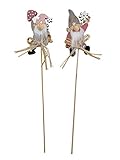 itsisa Blumenstecker aus Holz Wichtel (2er Set) - Frühlingsdeko, Pflanzstecker (Wichtel)