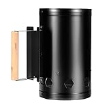 Schnellfeuerstarter Can, Verstärktes Link Anti -Slip -Anti -Miss -Hochtemperaturresistent Wind Inlet Design Charcoal Chimney Starter für das Camping des Autos (Black)