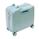 DCSYOG Kinderkoffer Hartschale Handgepäckkoffer, Hardside Ride on Kindergepäck mit 4 Lenkrollen für Mädchen und Jungen, 37L Handgepäck Reisekoffer mit Passwortschloss (Blau)