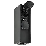 Electraline 300190 Gartensäule Steckdosenturm zum Verdrahten im Freien, 2 Shcuko-Steckdosen mit Deckel, IP44