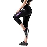 Santic Fahrradhose Damen Gepolstert 3/4 Radhose Damen mit Polster Radlerhose Damen mit Sitzpolster Radshorts/Bike Shorts für Damen Violett EU S