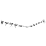 Misounda Duschvorhangstange L Form Ohne Bohren Ecke Halterung 95x95 cm - Duschstange Für Duschvorhang Badewanne Schiene - 304 Rostfreier Stahl - Inkl. 12 Ringe