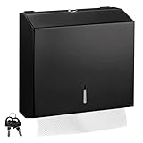 GOMETY Papierhandtuchspender Edelstahl, Handtuchspender Wandhalterung für Multifold Z-Falz Papierhandtücher Spender Große Kapazität Papierhandtuchhalter Abschließbar mit Schloss für 250–400 Blatt