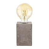 EGLO Tischlampe Prestwick, Tischleuchte Vintage, Industrial, Retro, Nachttischlampe aus Beton in Grau, Lampe mit Schalter, E27 Fassung
