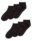 Kinder Jungen Mädchen Bambus Trainer Atmungsaktive Sneaker Liner Low Cut Socken (6 oder 12 Paar), 6 Paar, Schwarz, 4-6