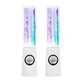 Booso 2PCS LED-Licht Lautsprecher Tanzen Wasser Musik Springbrunnen Licht für PC Laptop für Telefon Tragbarer Schreibtisch Stereo-Lautsprecher
