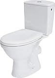 VBChome Keramik Stand-WC Toilette, Weiß, Günstiges Komplett-Set mit Spülkasten und WC-Sitz, SoftClose Absenkautomatik, Für waagerechten Abgang & Wasseranschluss, Klassisches Design