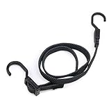 Wambere 2 Stück Verstellbares Spanngummi mit Haken Gummiseil Universal Gepäckspanner Flaches Gummi Spannseil Elastisches Bindeseil Gepäckseil für Motorrad Fahrrad Dachträger Camping,Schwarz,100cm