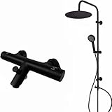 ZXDTVFGN Modernes Thermostat-Duschmischer-Set mit Duschstange in Silber und Schwarz