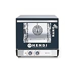 HENDI Heißluftofen Manuell, Inklusief 4 Aluminiumbleche, 1 nicht reversierenden Lüfter, Temperatur bis 260°C, elektronische Timer, Zeit/Temp. Knopf, 230V, 2850W, 560x595x(H)530mm, Edelstahl, Aluminium