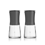 WMF Trend Mühlenset 2tlg, Salz- und Pfeffermühle unbefüllt, Glasbehälter, Keramikmahlwerk, Mühle für Salz und Pfeffer, Gewürze, spülmaschinengeeignet, grau