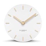 Cander Berlin MNU 2515 F Tischuhr lautlos ohne Ticken 15 cm analog batteriebetrieben weiß MDF Holz-Zeiger