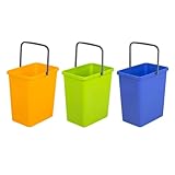 BranQ Home essential Universelles Set mit 3 Körben zur Abfalltrennung mit praktischem Griff aus hochwertigem BPA-Material, Gelb/Grün/Blau, 17,5x26x29 cm (LxBxH), 5901098049603