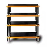 IEOWY 4-stufiges HiFi-Rack, AV-Regal, Plattenspielerständer, Geräteschrank, HiFi-Audio-Rack aus Massivholz, HiFi-Rackfüße, Leistungsverstärkerregal, Audio-Video-Komponenten (schwarz, 60 x 78 x 48 cm)