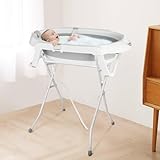 OHMG Babybadewanne mit Gestell 82cm,Faltbare Badewanne Baby,Babywanne mit Ständer Sicher für Ihr Baby,Babybadewanne Neugeborene,Baby Wanne Groß Volumen