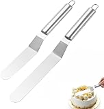 2 Stück Winkelpalette Edelstahl Set,Winkelpalette Torte Groß(6 Zoll,8 Zoll),Tortenspachtel Edelstahl zum Glätten,Streichpalette Für Torten Set Silber,Tortenstreicher für Kuchen,Creme,Butter,Backen