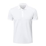 ZENGVEE Poloshirt Herren Kurzarm Golf Polo T Shirt Männer Atmungsaktives Schnelltrocknend Tshirt Men Casual Sport Schnell Trocknendes Outdoor Collared Hemd Sommer 0428 White XL