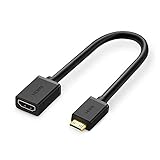 Techrum Mini HDMI Adapter Mini HDMI auf HDMI Kabel 4K@60Hz 3D Ethernet ARC kompatibel mit Raspberry Pi Zero, Canon Kamera