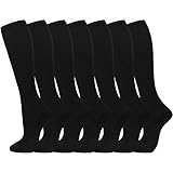 2025 - Kompressionssocken 7 Paar für Frauen Männer Zirkulation Kniestrümpfe sind die Beste Unterstützung für sportliches Laufen Radfahren Blickdichte Halterlose Strümpfe (Black S)