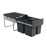 Hailo Abfallsammler 3642531 | Raumspar-Tandem 18 + 2x 8.5 L | ab 40cm Schrank mit Drehtür | 346 x 475 x 336 mm | Dunkelgrau