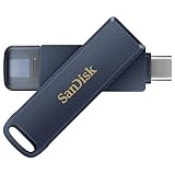 SanDisk Phone Drive 128 GB, Flash-Laufwerk 2-in-1, iPhone Speicher (Für iPhone, iPad, PC & Mac, Automatisches Backup, Lightning und USB Type-C Anschluss, Passortschutz, Verschlüsselung) Metallic Sky