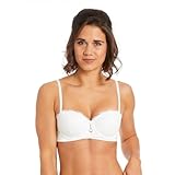 Pomm'poire Damen-BH, verstärkt, Bandeau-Design, mit Band, elfenbeinfarben, 80B