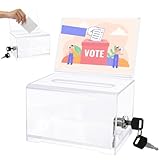 Acryl Spendenbox Abschließbar, Transparent Spendenbox mit Schloss und abnehmbarem Schildhalter, Wahlurne mit Einwurfschlitz für Spenden, Abstimmungen & Gewinnspiele (16 × 12 × 10 cm)