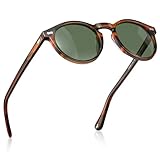 CARFIA Sonnenbrille Herren Polarisiert, Retro Rund Acetat-Rahmen, UV 400 Modebrille für Fahren und Angeln