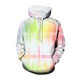 Generisch 3D Visual Digital Gedruckter Kinder-Hoodie-Tie-Dye-Gedruckter Kinder-Hoodie-Pullover-Sweatshirt Weihnachtspullover Damen (White, 9-10 Years)
