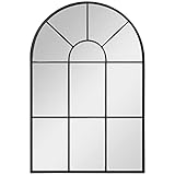 HOMCOM Wandspiegel Fensterspiegel 91 x 60 cm Dekorativ Spiegel mit Metallrahmen Hängespiegel für Wohnzimmer, Schlafzimmer, Schwarz