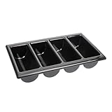 GRÄWE Besteckkasten mit 4 Fächern, Besteckaufbewahrung, Besteckbehälter, Besteckkasten aus Kunststoff, schwarz, Made in Germany