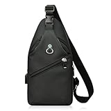 UieaMsio Brusttasche Herren,Sling Crossbody Bag,Multifunktionale Crossbody Brusttasche,Leichte Bag Brusttasche, für Radfahren,Reisen,Herren und Damen (Schwarz)