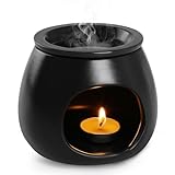 Bighan Duftlampe Split-Typ Aromalampe Teelichthalter Duftlampe aus Keramik Aroma Diffuser - Schwarz