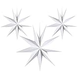 SUNBEAUTY 30cm Papier Stern Weiß 3er Set Faltsterne Dekoration Neuneck Weihnachtsstern Deko …