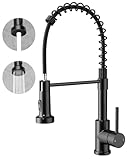 Rainsworth Wasserhahn Küche Schwarz Edelstahl - Zwei Wasserstrahlarten Hochdruck Herausziehbare Küchenarmatur mit Brause Ausziehbar, Spültischarmatur 360° Drehung Geeignet für Küchen